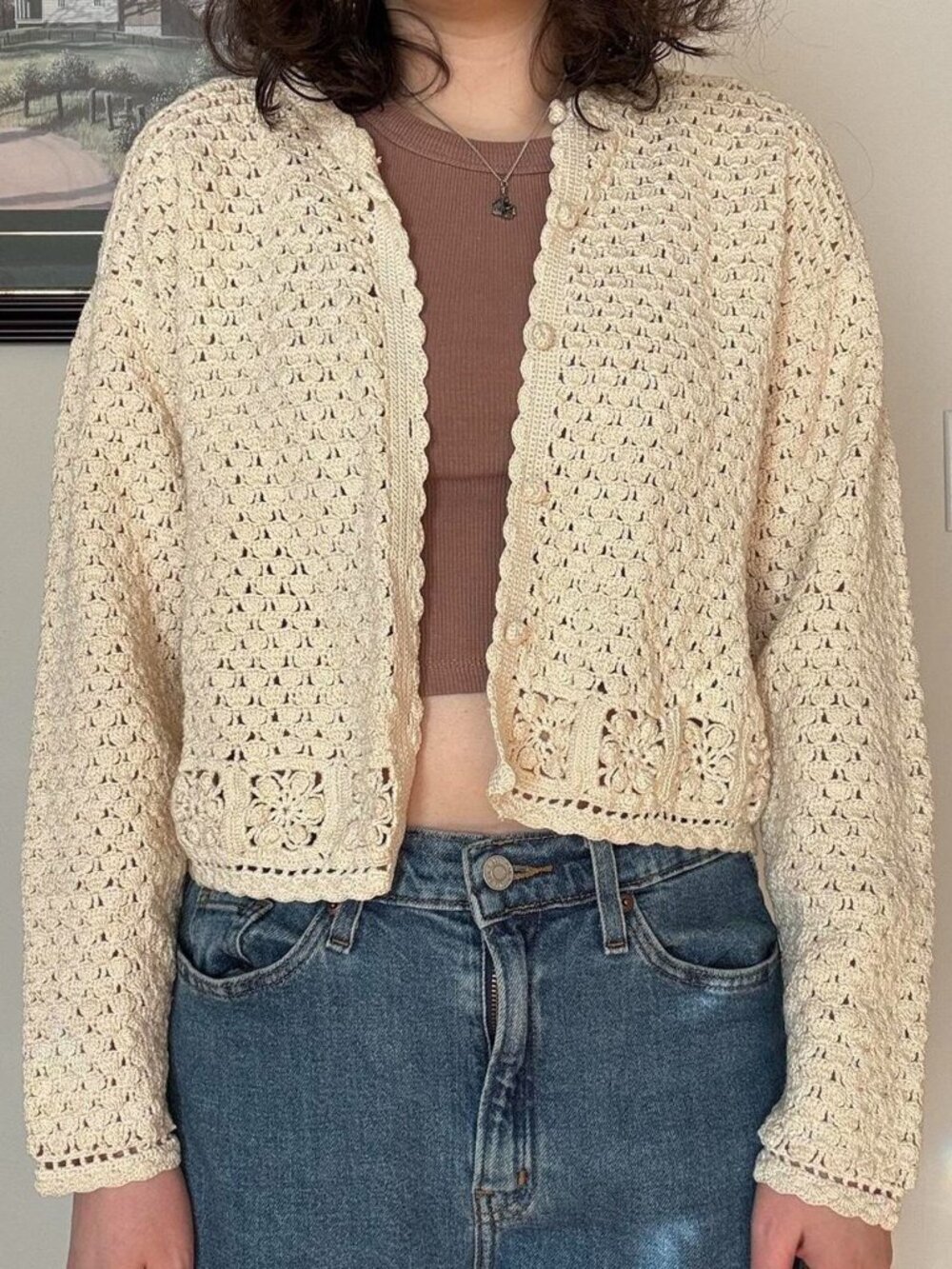 Crochet Cream Cardigan